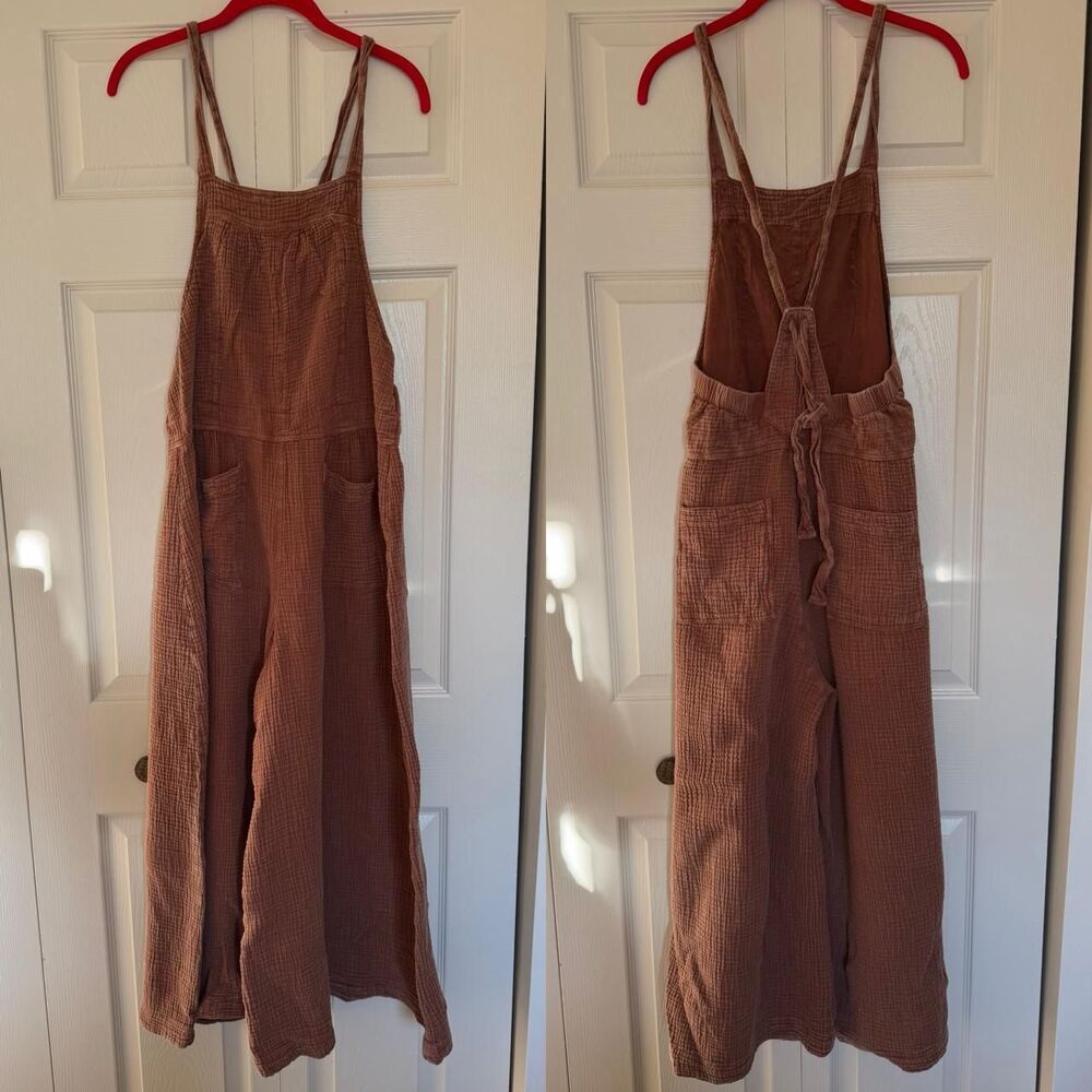 Free People cyprus ave dungarees/overalls burnt orange/brown vintage wash size M